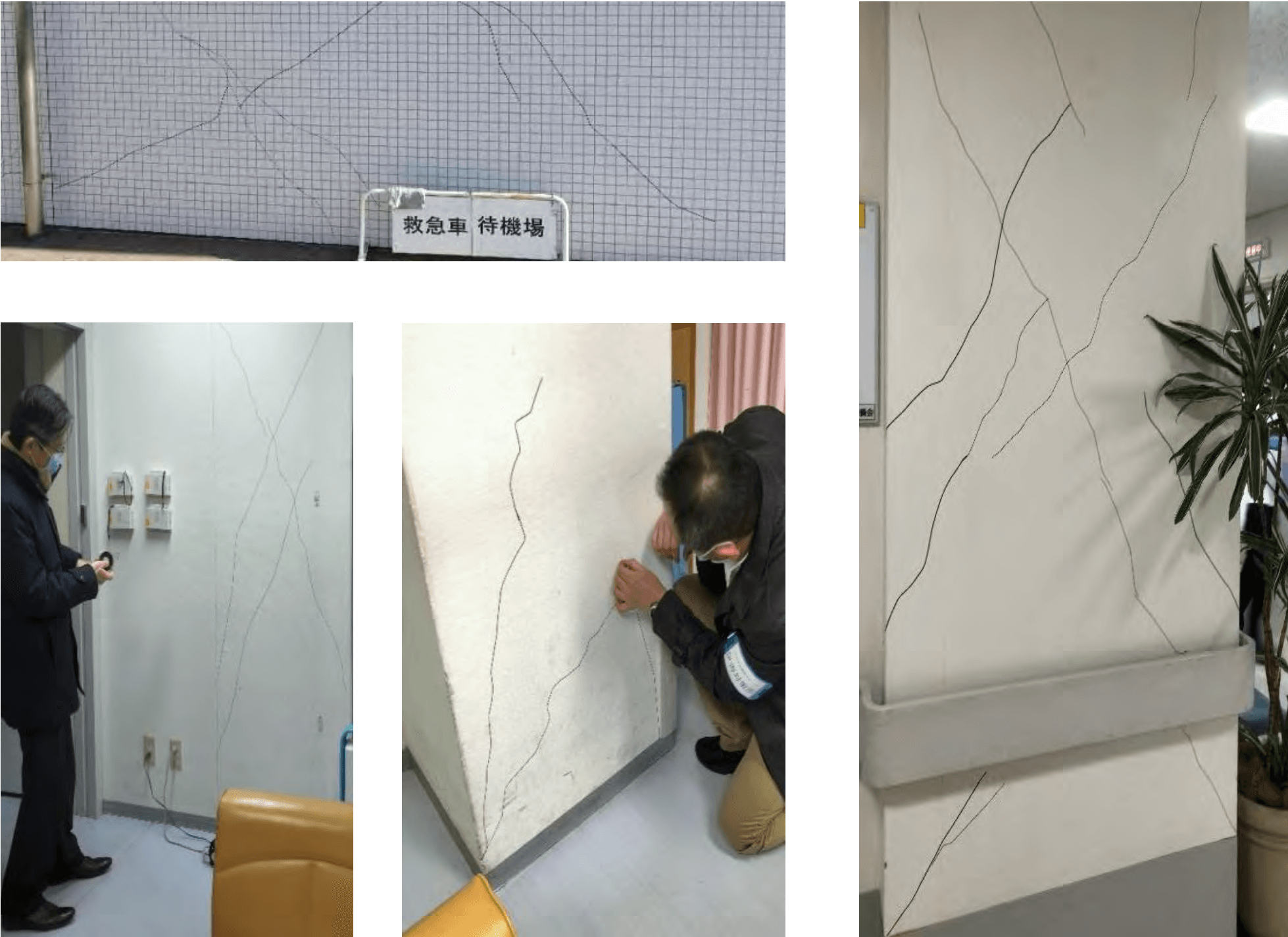 シールで模倣ひび割れを導入する様子