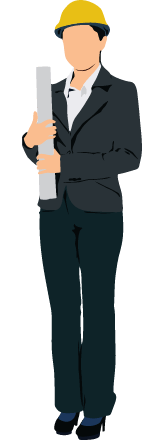 ヘルメットをかぶる女性のイラスト